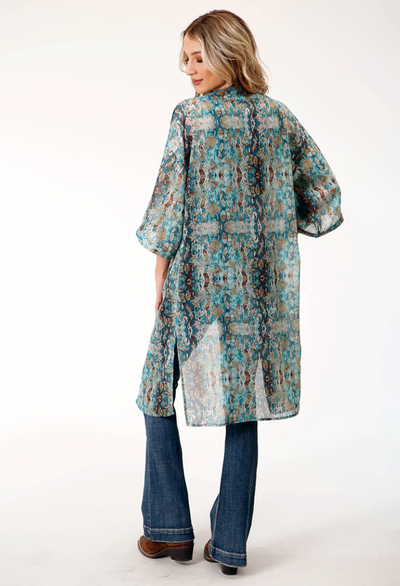 Women's Roper Snake Print 3/4 Sleeve Kimono