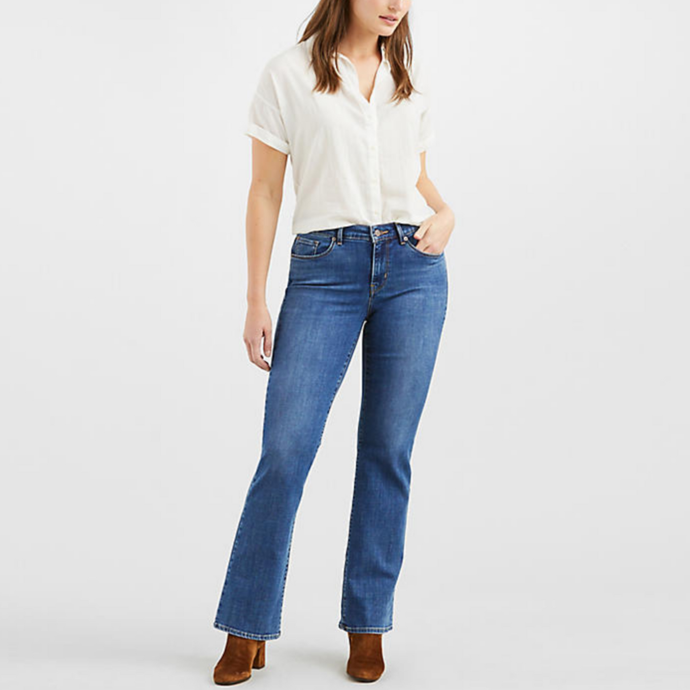 Classic Mid Rise Boot Cut Jean