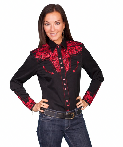 Women's Floral Tooled Embroidered Blouse
