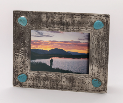5x7 Stamped Frame w/ Turquoise & Design