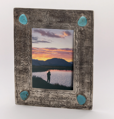 5x7 Stamped Frame w/ Turquoise & Design