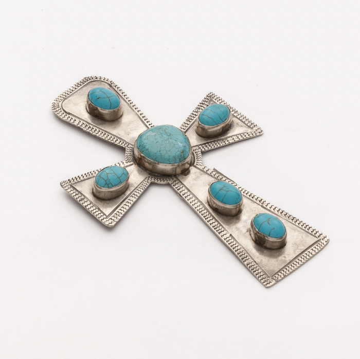 Turquoise Large Stamped Cross