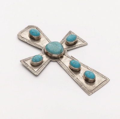 Turquoise Large Stamped Cross