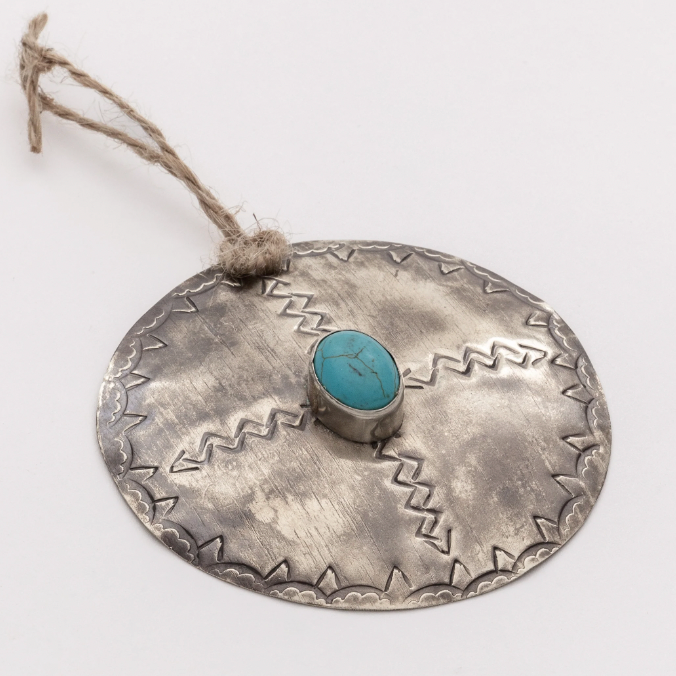 Turquoise Round Silver Ornament