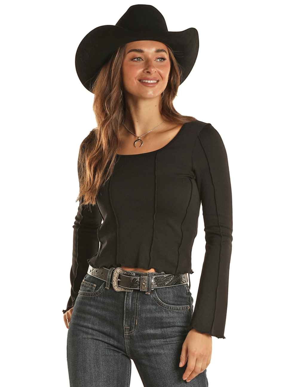 Women's Long Sleeve Top with Seams