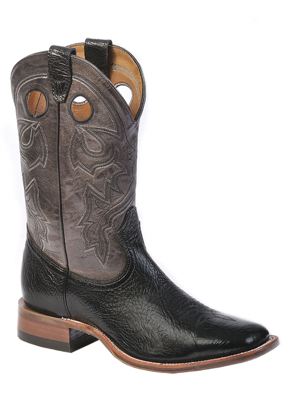 Leather Wide Square Toe Boots