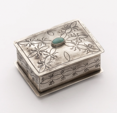 Small Stamped Box w/ Turquoise Floral