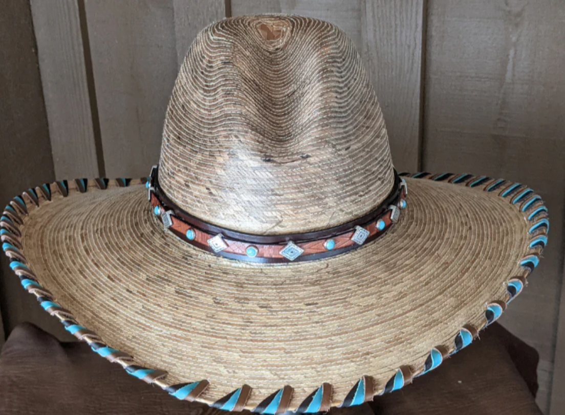 Southwest Diamond Leather Hatband, Brown