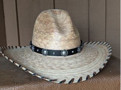 Old Silver Berry Concho Leather 22" Hat Band