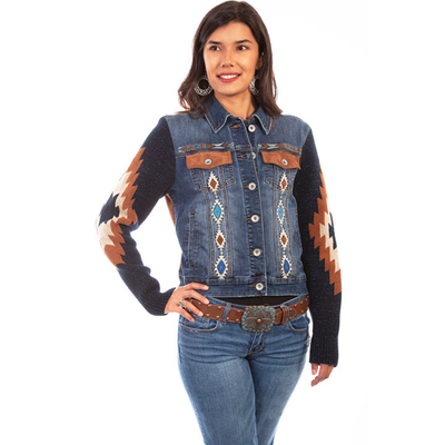 Aztec Embroidered Denim Jacket