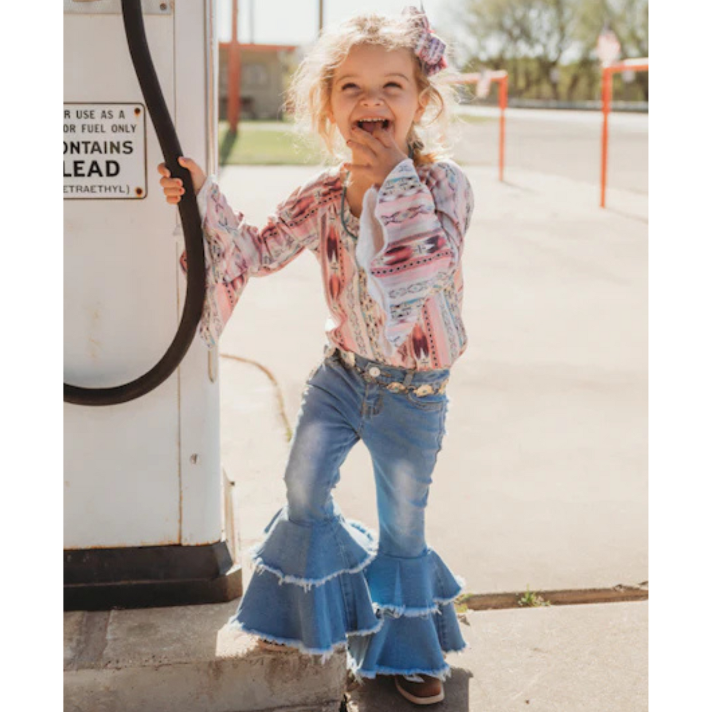 Girls Ruffle Denim Bells Jean