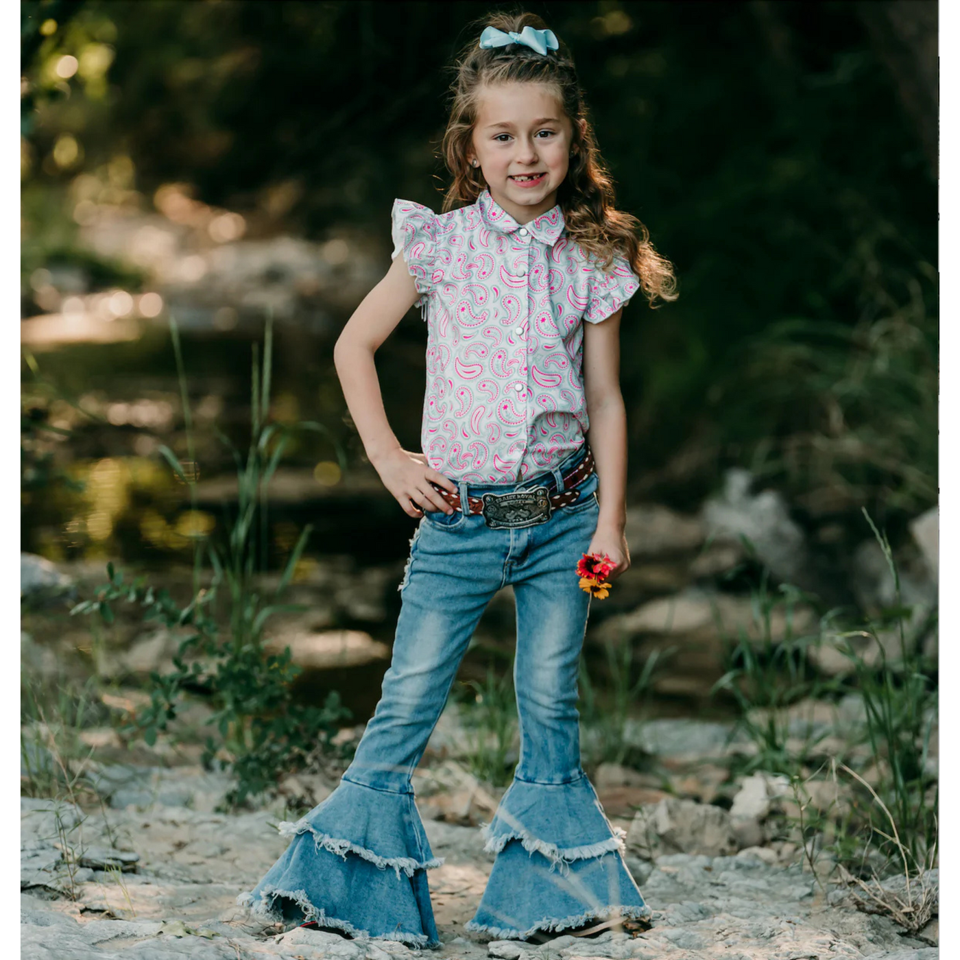 Girls Ruffle Denim Bells Jean