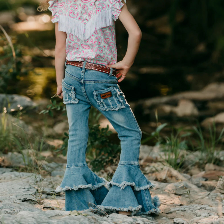Girls Ruffle Denim Bells Jean | Dixie's