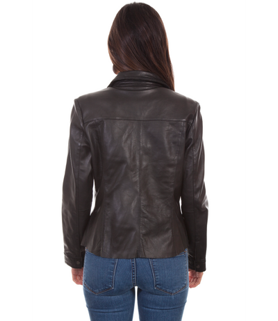 Snap Front Lamb Leather Jacket