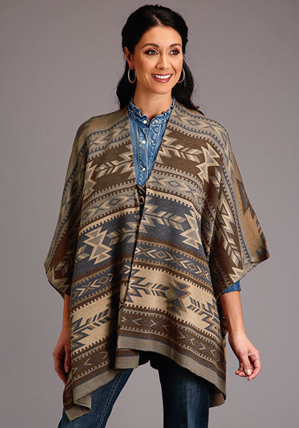 Stetson Aztec Print Sweater Poncho