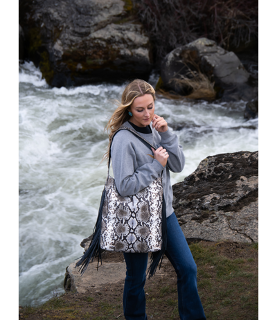 Cobra Print Fringe Purse