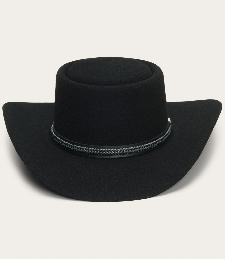 Stetson John Wayne Chinook Wool Felt Gambler Hat Size 7 1/8 Black