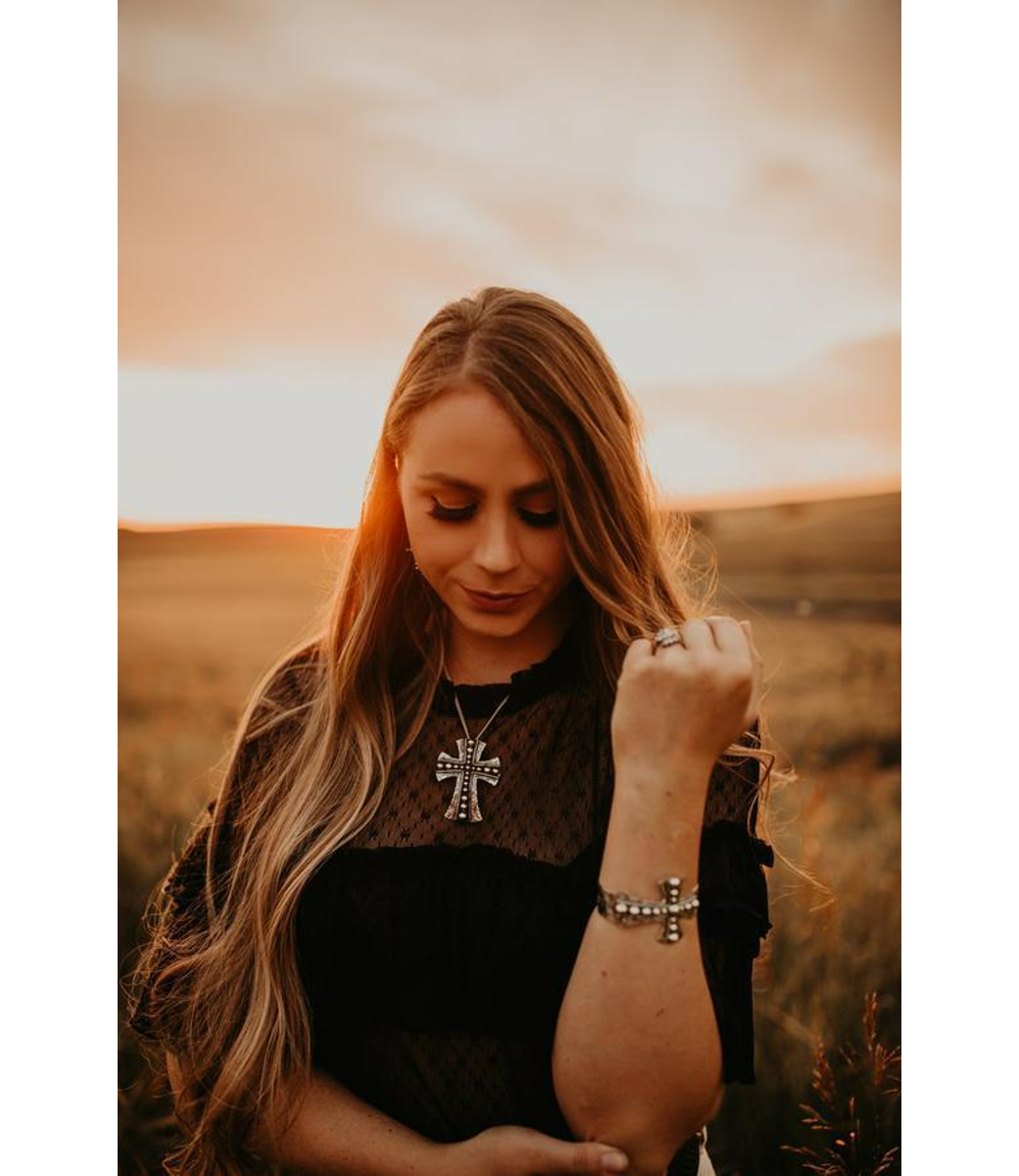 Sterling Silver Beaded Cross Necklace